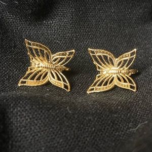 Vintage Clip-on Butterfly Gold Earrings
